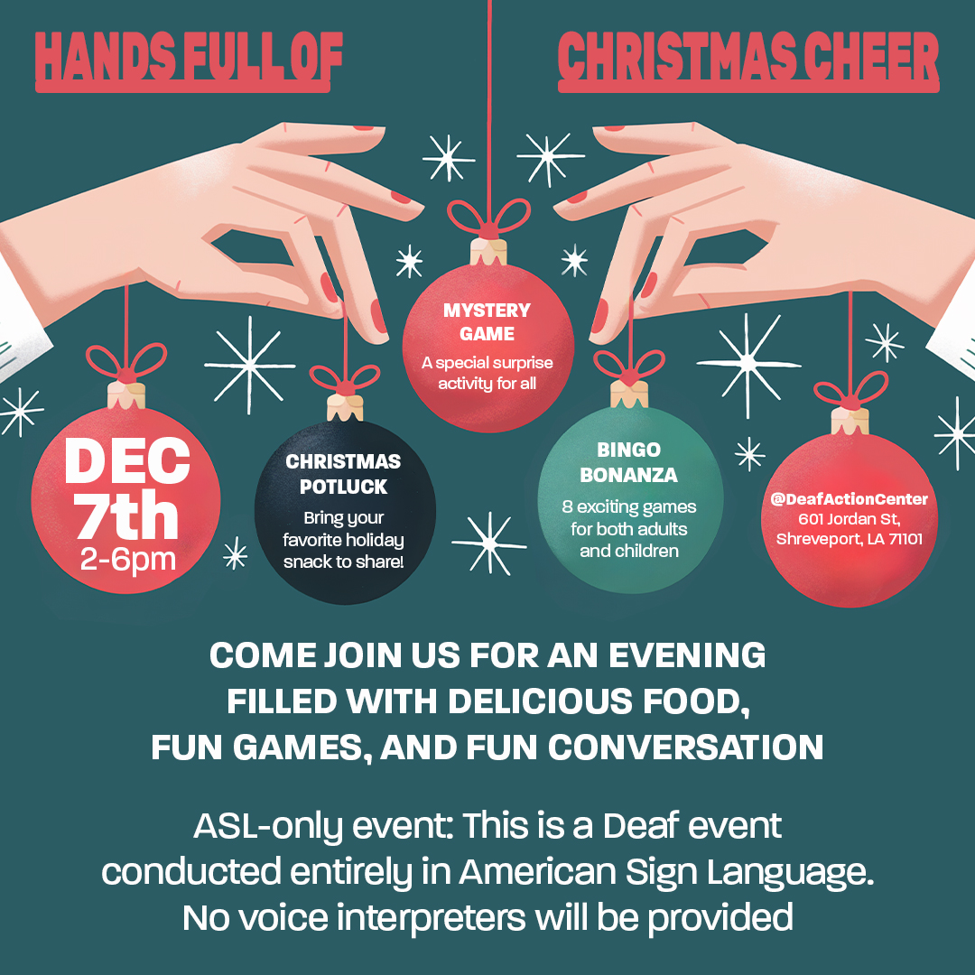 Advertisement for Deaf Action Center Christmas Party